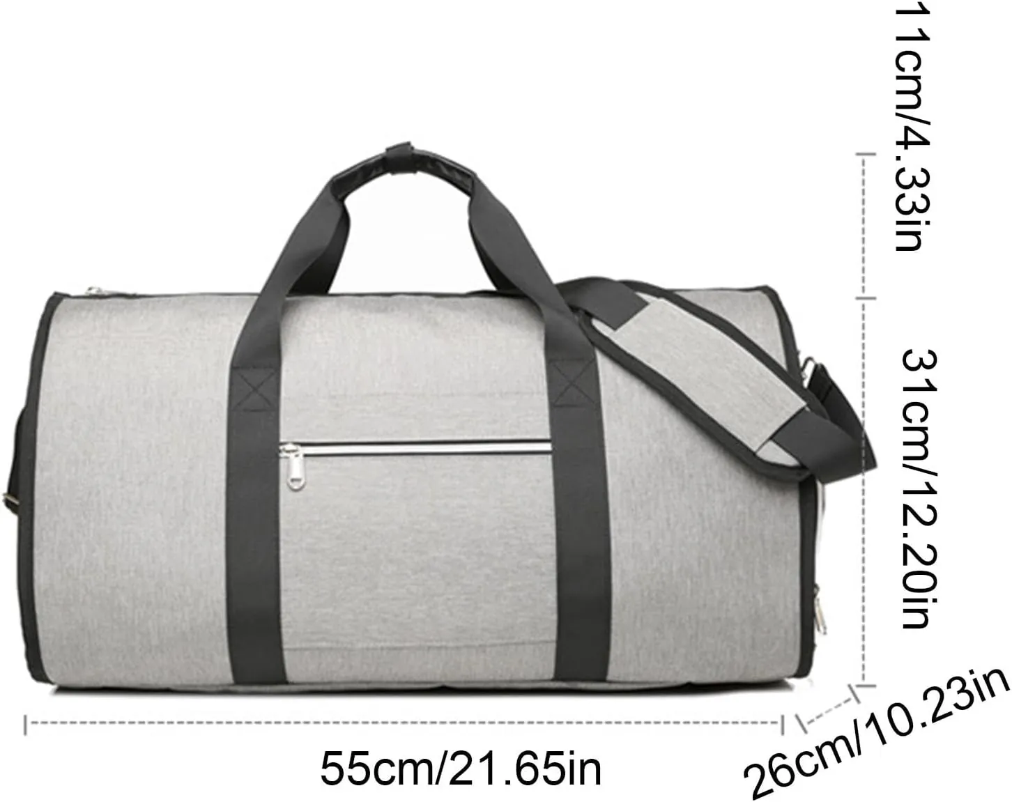 Naysku Garment Duffle Bag, Travel Suit Carrier Bag, Foldable Garment Suit Bag with Shoe Compartment, Convertible Luggage Suitcase Clothing Organizer, for Men, Women & Travel Accessories (Gray)
