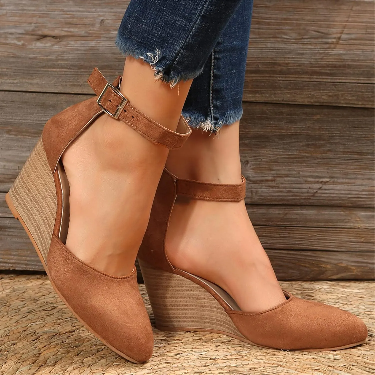 Orthopedic Platform Wedge Sandals for Women Summer Dressy, Closed Toe Ankle Strap Sandals Beach Comfortable Shoes