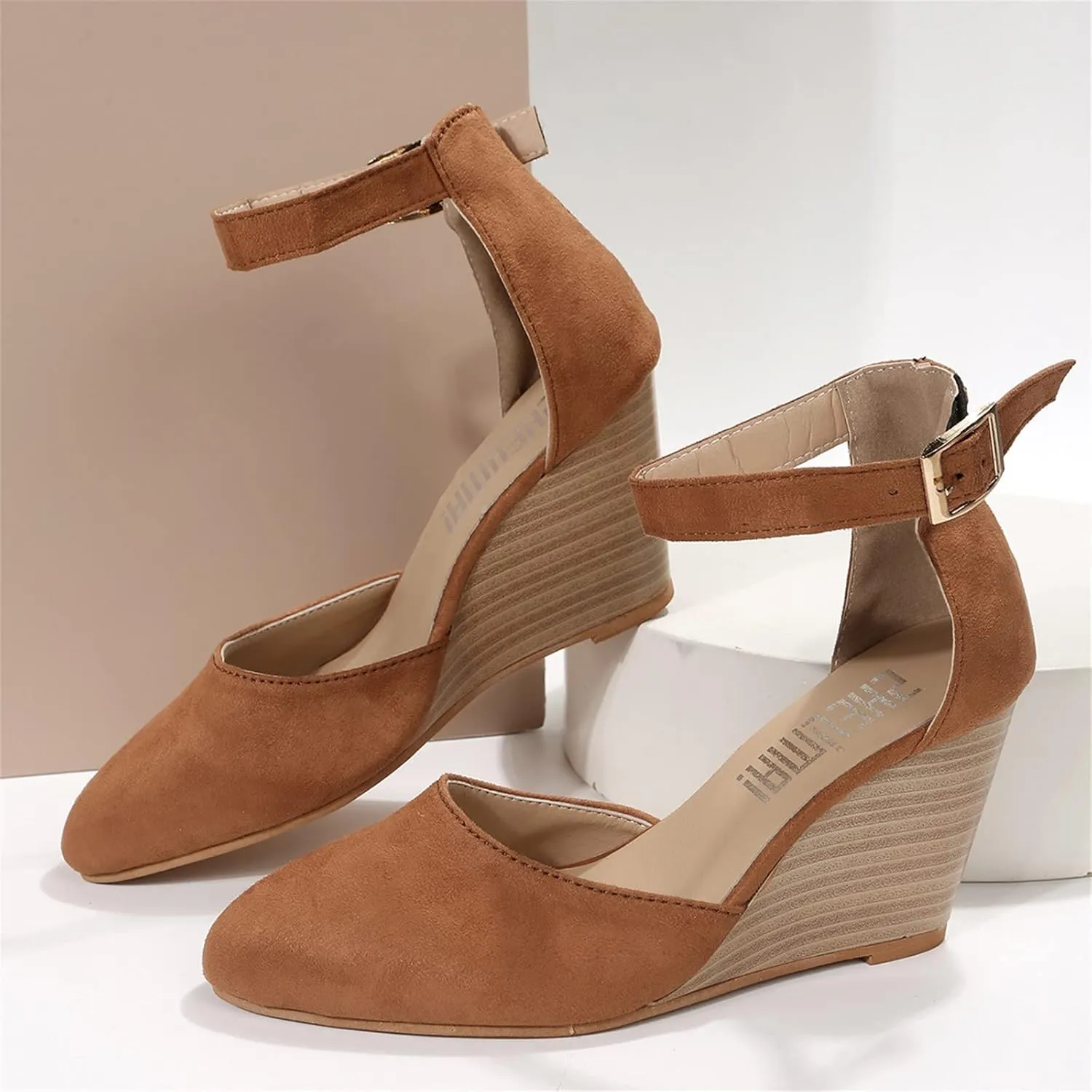Orthopedic Platform Wedge Sandals for Women Summer Dressy, Closed Toe Ankle Strap Sandals Beach Comfortable Shoes