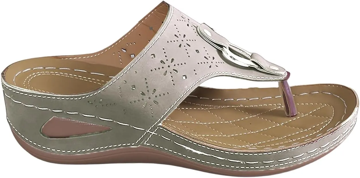 Orthopedic Sandals for Women 2025 Summer Beach Flip-Flops Wedge Slippers Casual Fashion Platform Shoes with Arch Support Comfortable Slip on Vacation Slippers