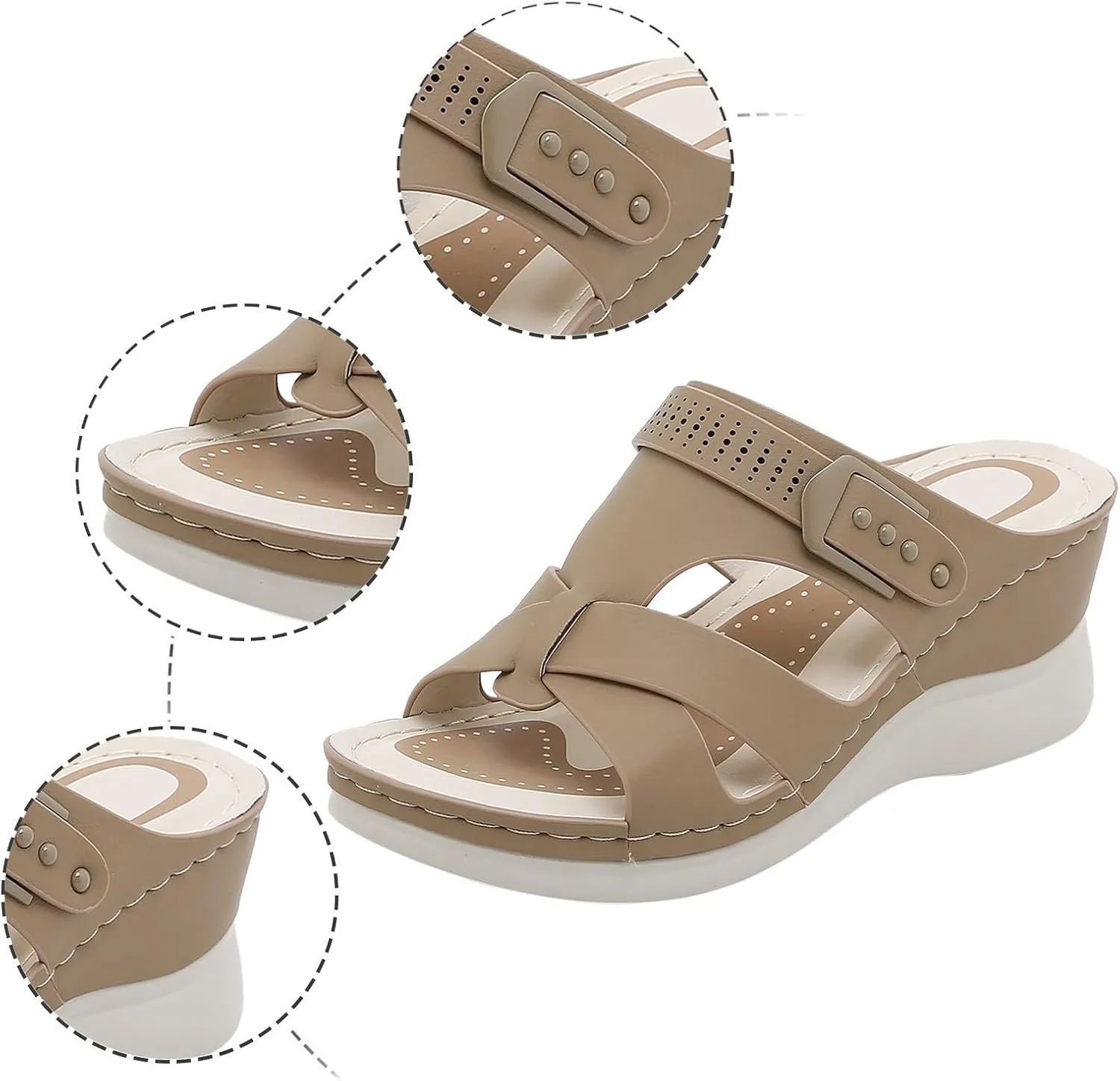 Orthopedic Sandals for Women,Women's Casual Summer Wedges Sandals Open Toe High Heels Beach Walking Dressy Sandal