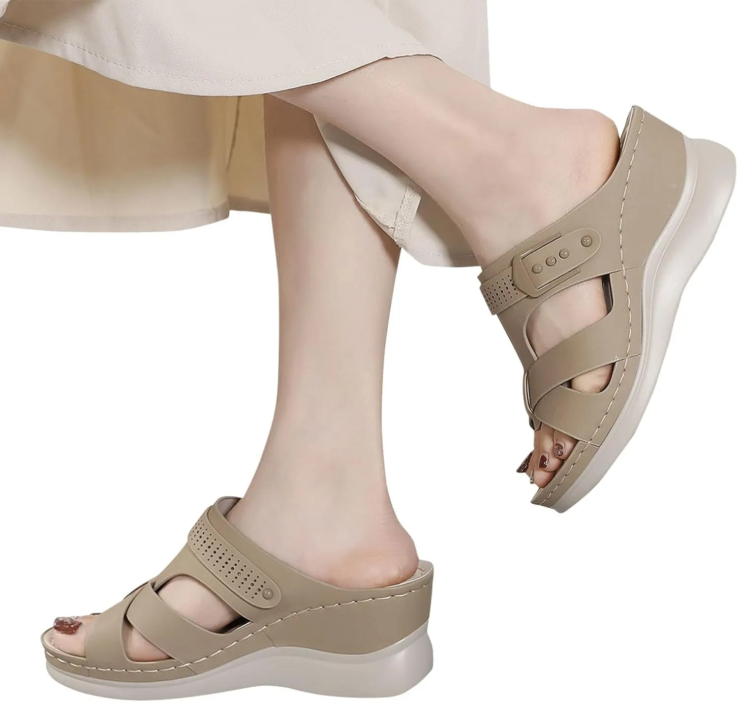 Orthopedic Sandals for Women,Women's Casual Summer Wedges Sandals Open Toe High Heels Beach Walking Dressy Sandal