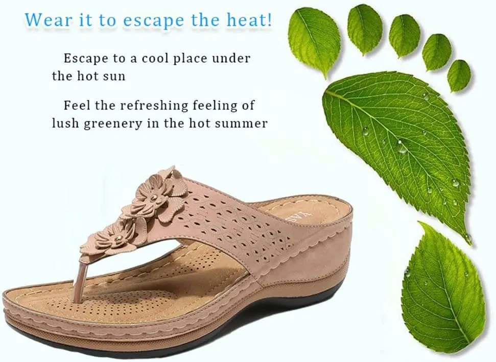 Orthopedic Sandals with Arch Support for Women, Lightweight Wedge Platform Women's Sandals, Non-slip Comfortable, 2025 Summer Outdoor Casual Wedge Flip Flops Beach Sandal