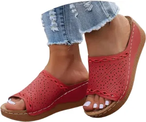 Orthopedic Wedge Sandals for Women 2025,Breathable Summer Solid Color Platform Slip On Walking Sandal Arch Support Open Toe Casual Vacation Shoes Slippers