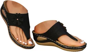 Orthopedic Wedge Sandals for Women Summer Dressy 2025 Flat Open Toe Platform Sandal Womens Casual Flip Flops with Arch Support Slip on Slippers for Office Espadrilles