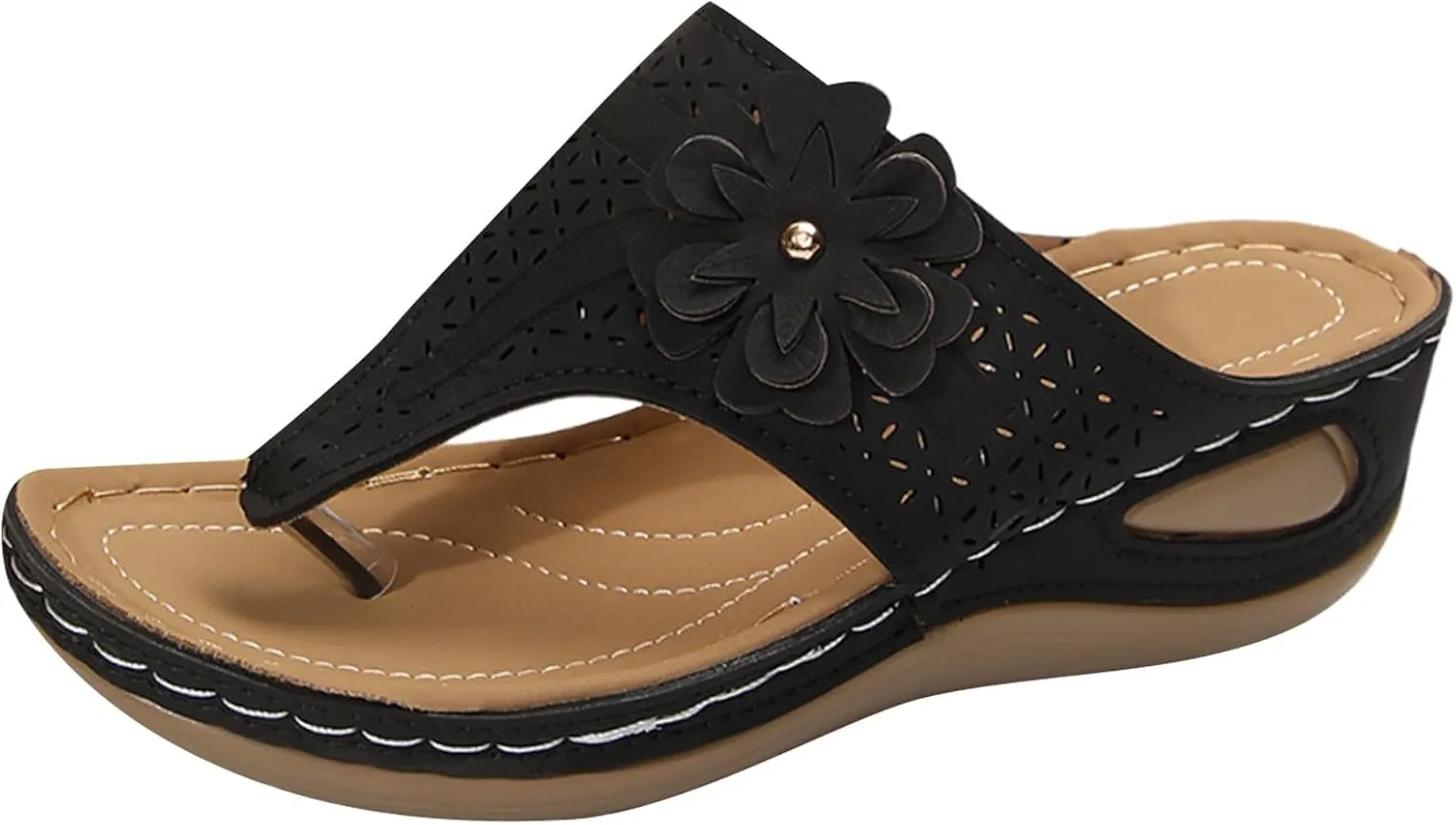 Orthopedic Wedge Sandals for Women Summer Dressy 2025 Flat Open Toe Platform Sandal Womens Casual Flip Flops with Arch Support Slip on Slippers for Office Espadrilles