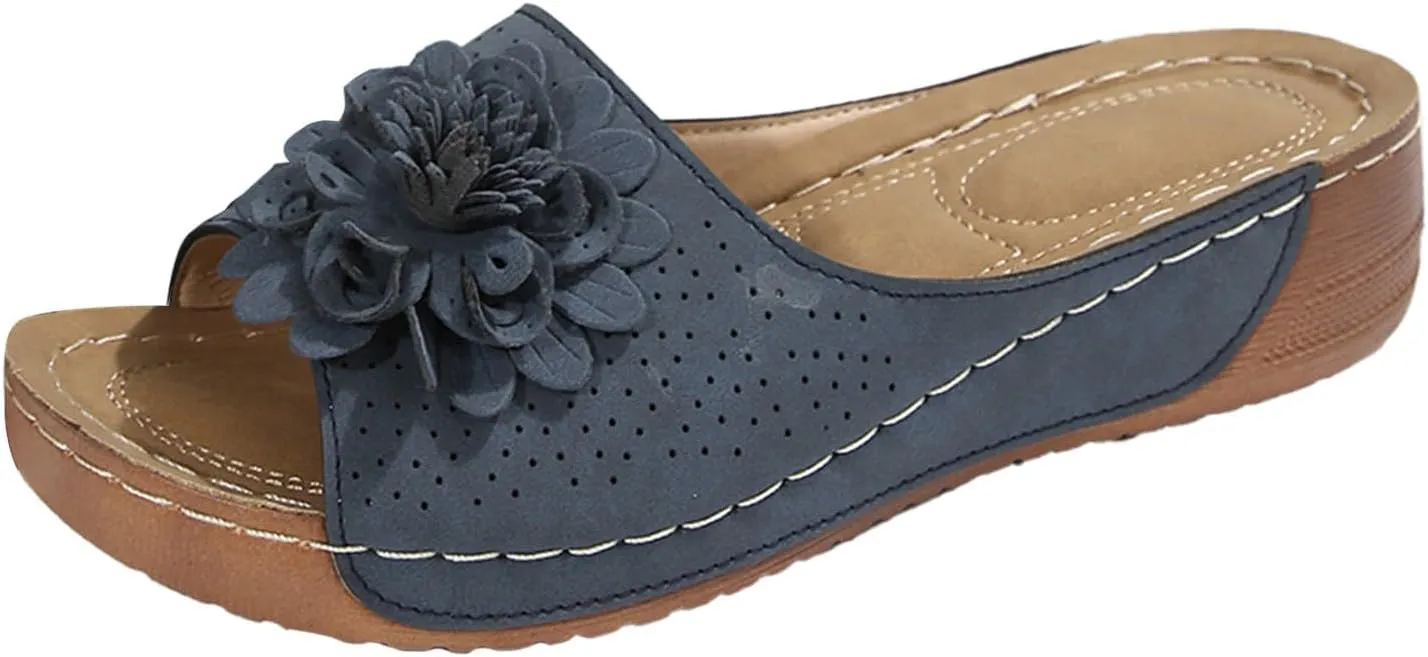 Orthopedic Wedge Sandals for Women Summer Dressy 2025 New Womens Comfortable Arch Support Wedges Platform Sandalias Slip on Breathable Casual Slippers Shoes