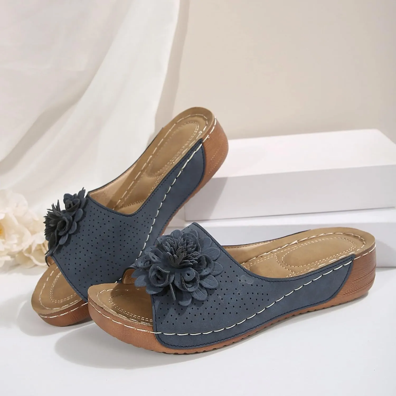 Orthopedic Wedge Sandals for Women Summer Dressy 2025 New Womens Comfortable Arch Support Wedges Platform Sandalias Slip on Breathable Casual Slippers Shoes