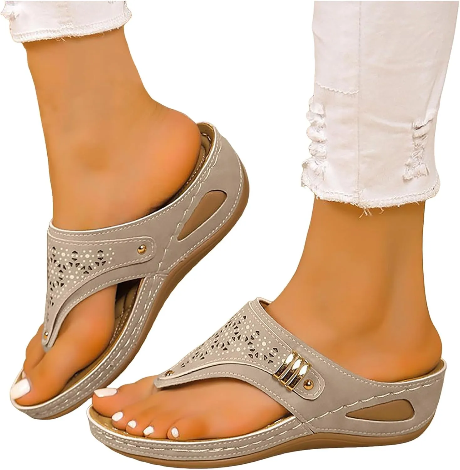 Orthopedic Wedge Sandals for Women Summer Dressy 2025 Wedges Slippers:Slip On Dressed Comfortable Slides Sandal Lightweight Memory Foam Platform Shoes
