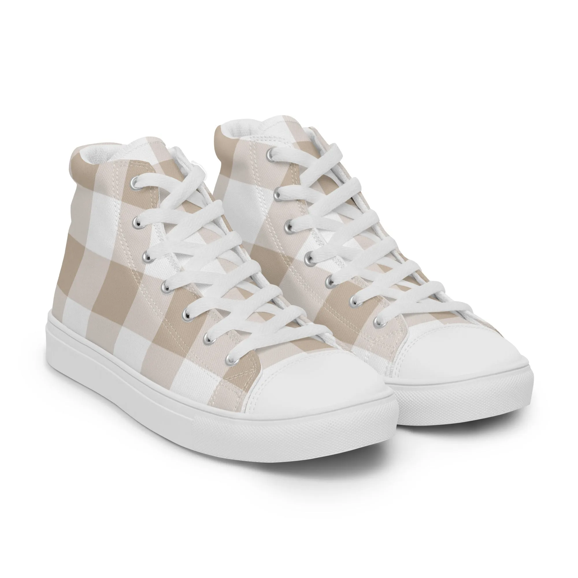 PINKCOLADA HIGH TOP CANVAS SHOES - BEIGE GINGHAM