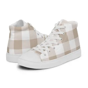 PINKCOLADA HIGH TOP CANVAS SHOES - BEIGE GINGHAM PINKCOLADA HIGH TOP CANVAS SHOES - BEIGE GINGHAM