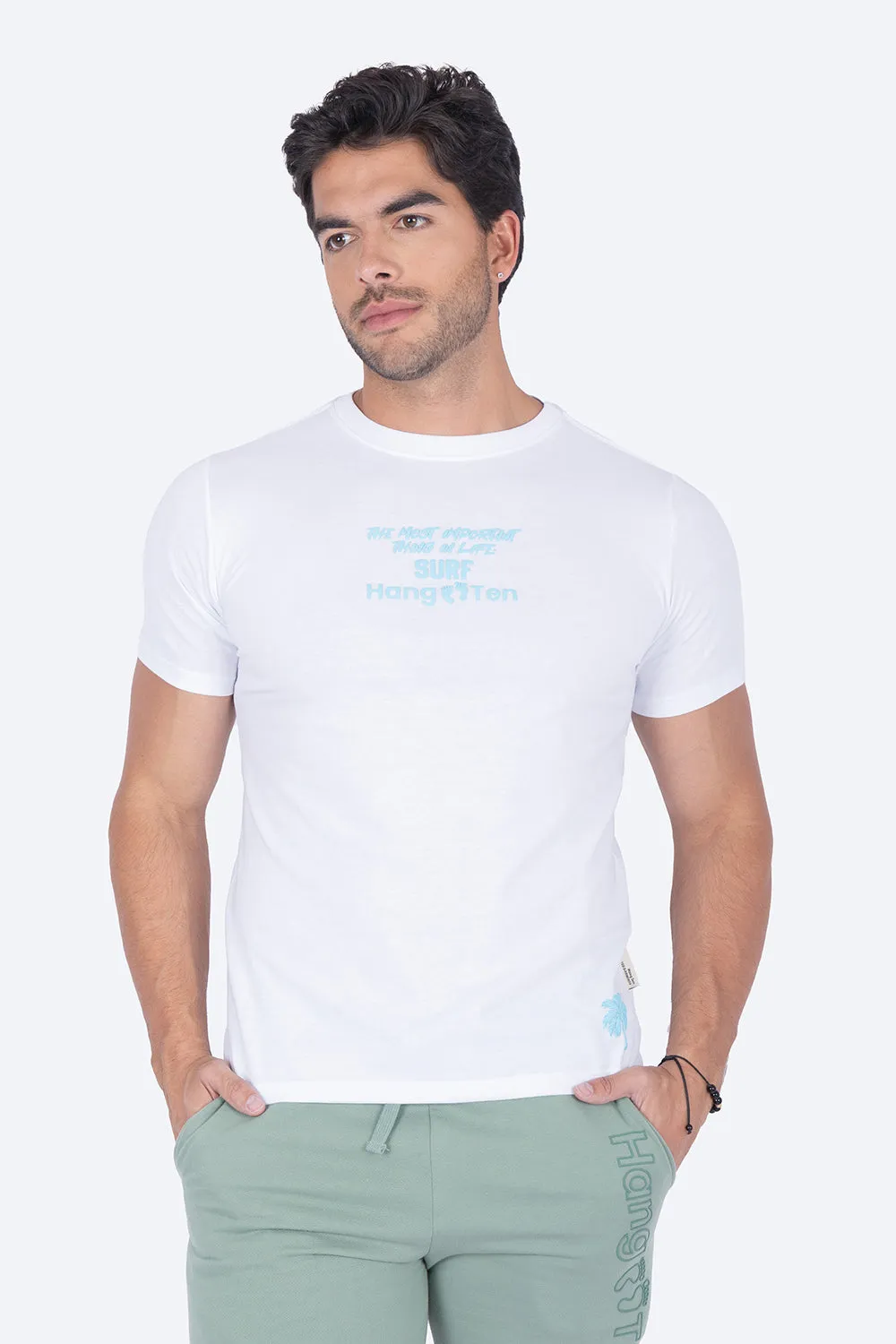 Playera blanca manga corta Surf
