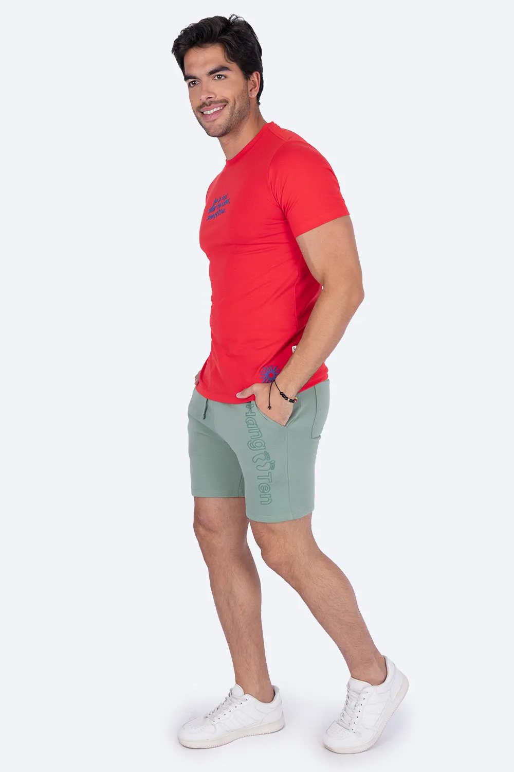 Playera roja manga corta "Live to surf"