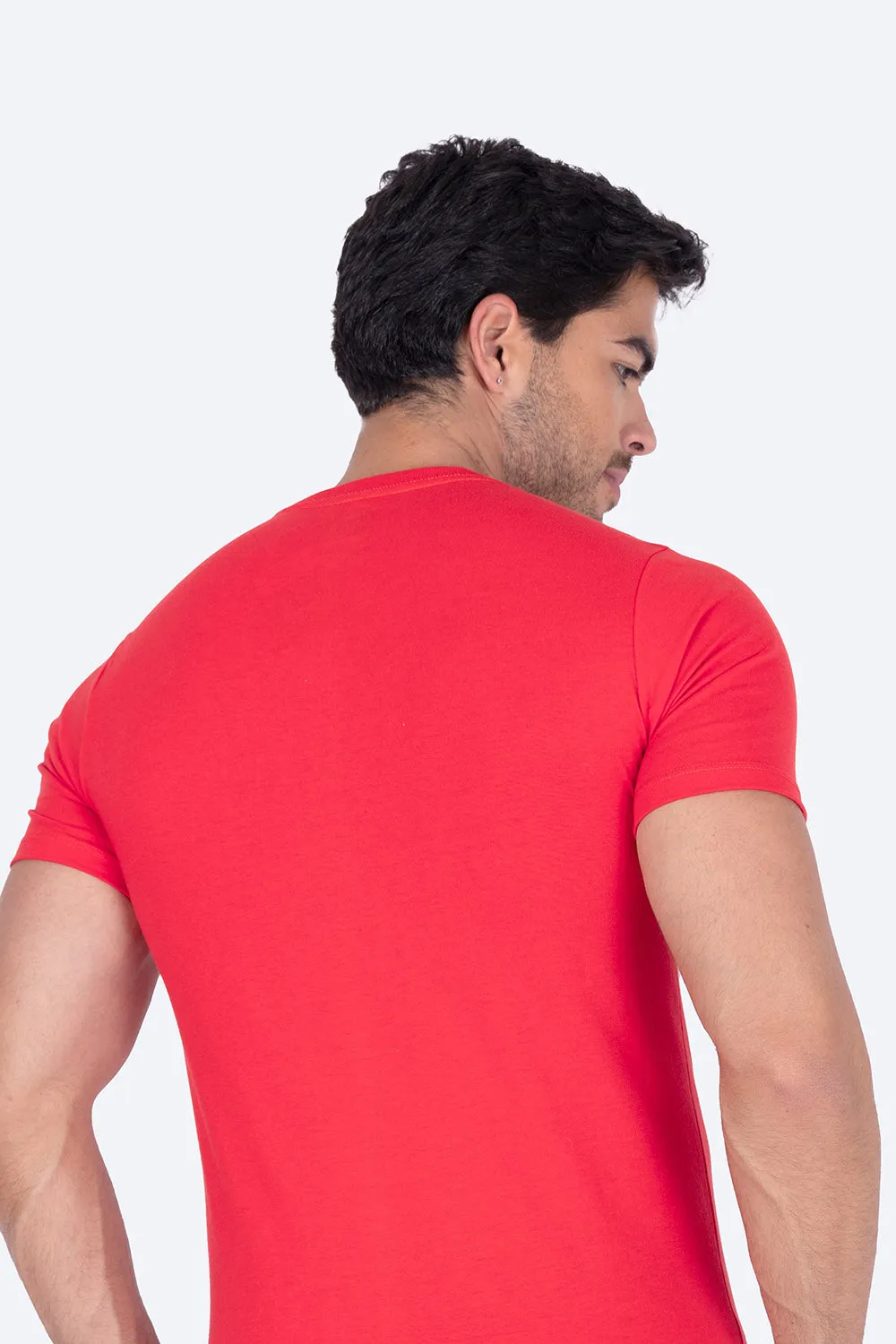 Playera roja manga corta "Live to surf"