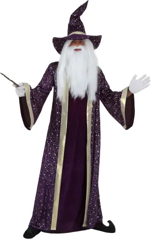 Plus Size Wizard Costume for Adults, Purple Wizard Robe for Magic & Sorcery Dress Up, Cosplay & Halloween