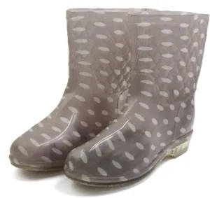 Qtqgoitem Light Brown White US 7.5 PVC Mid Calf Anti- Waterproof Rain Snow Garden Boots Wellies Shoes for Women (Model: 1c5 8bc 166 962 24b)