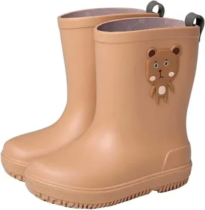 Rain Boots Boys and Girls Non-Slip Rain Boots Candy Color Children's Rain Boots Outdoor Waterproof Boots Non-Slip Rain Boots (Color : Light Brown Size : 19cm) (Light Brown 16cm)