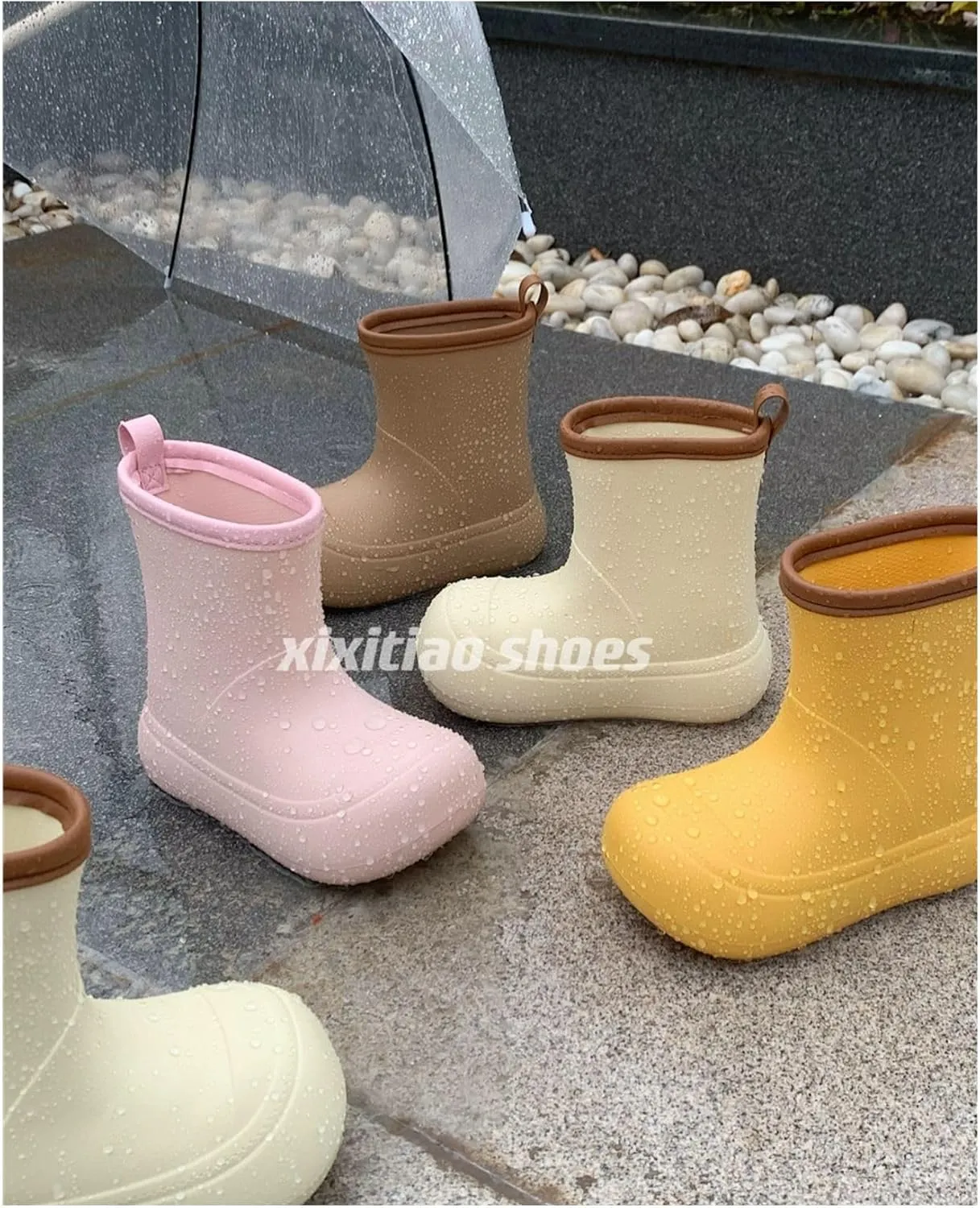 Rain Boots for Women Cartoon Ladies Outdoor Non-Slip Waterproof Students Four Seasons Universal Rainy Rubber Shoes
