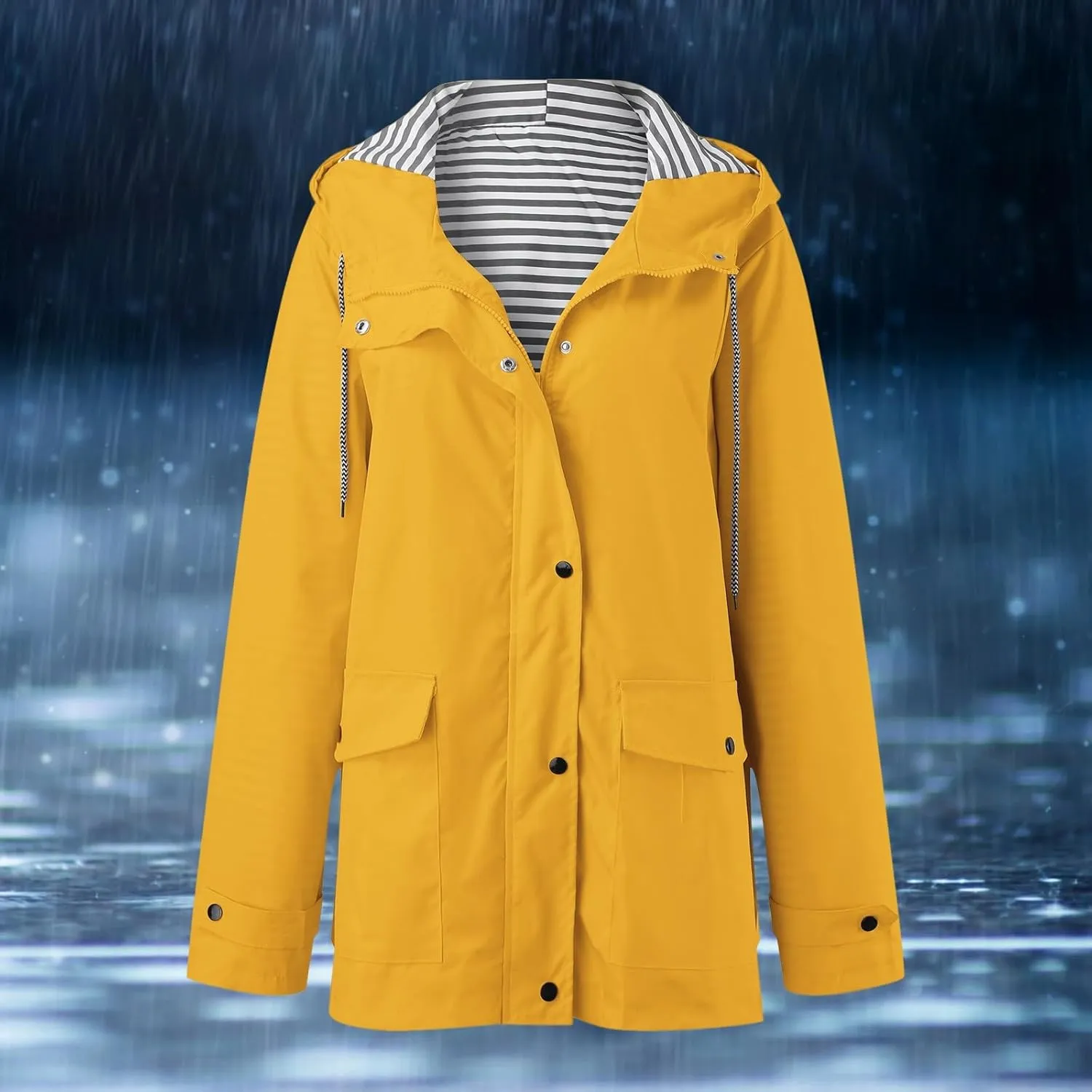 Rain Coats For Women Waterproof With Hood Plus Size Outdoor Active Rain Jacket Lightweight Zip Up Raincoat Windbreaker