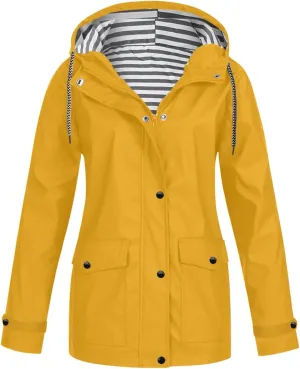 Rain Coats For Women Waterproof With Hood Plus Size Outdoor Active Rain Jacket Lightweight Zip Up Raincoat Windbreaker