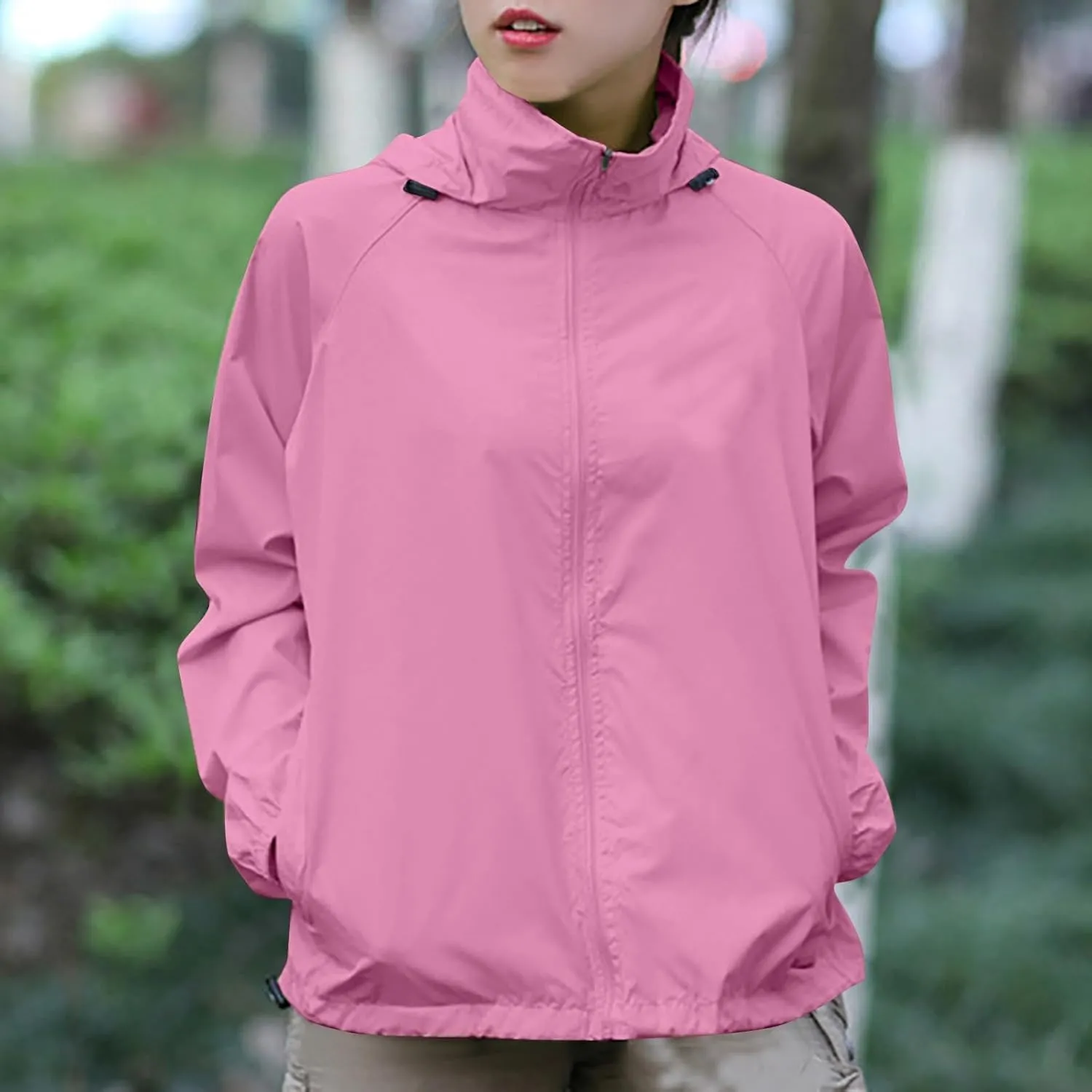Rain Jacket Women Lightweight Hooded Raincoat Waterproof Windbreaker Jackets 2025 Packable Rain Coats with Pockets