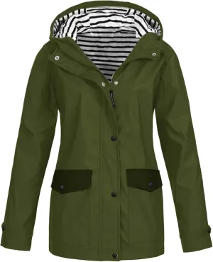 Rain Jacket Women Zip Up Casual Hoodies Lightweight Windbreaker Jackets Long Sleeve Coat Travel plus Size