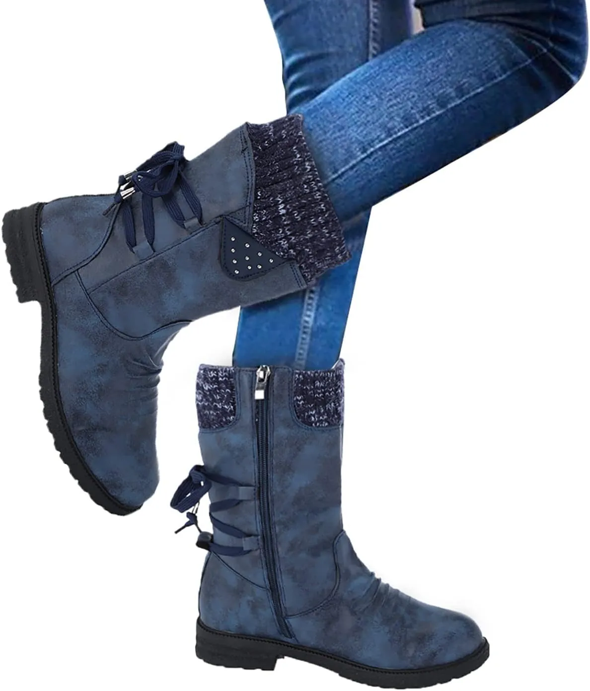 SBGMoSJ Slip on Winter Boots for Women Waterproof Womens 11.5 Extra Wide Width Non Slip Winter Boots Woman Boots Winter Short Womens Pull on Winter Boots 8.5 Waterproof Winter Boots Youth