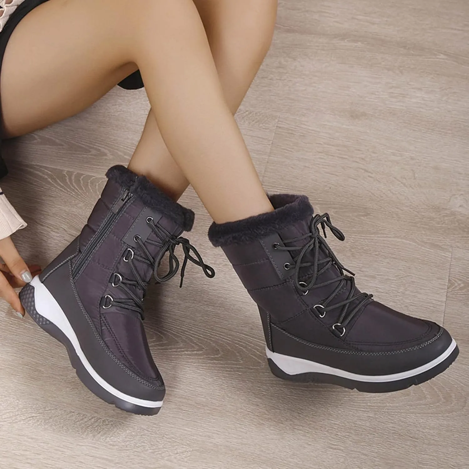 SBGMoSJ Waterproof Winter Boots Women Size 9 Womens Winter Boots Waterproof Insulated Slip on Winter Boots for Women 8.5 Waterproof Zapatos De Nieve Para Mujeres Botas De Invierno Para Mujer Blancas