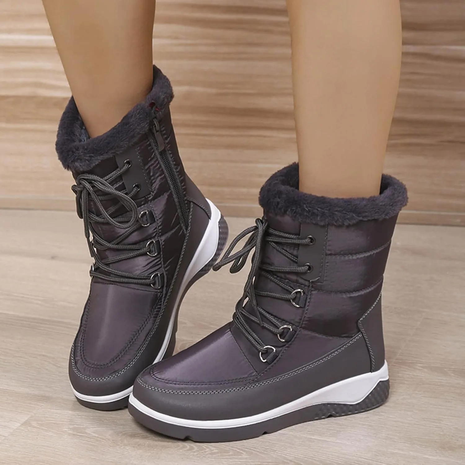 SBGMoSJ Waterproof Winter Boots Women Size 9 Womens Winter Boots Waterproof Insulated Slip on Winter Boots for Women 8.5 Waterproof Zapatos De Nieve Para Mujeres Botas De Invierno Para Mujer Blancas