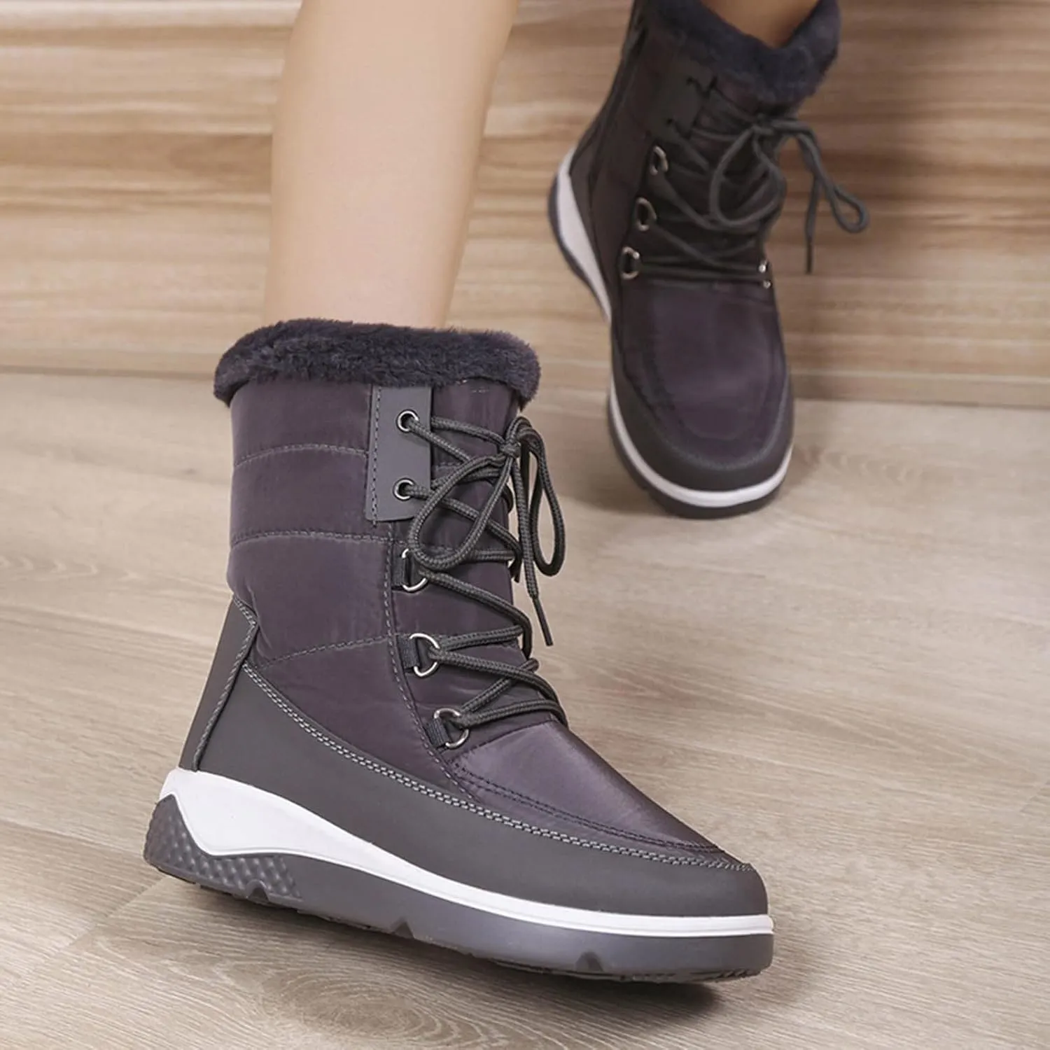 SBGMoSJ Waterproof Winter Boots Women Size 9 Womens Winter Boots Waterproof Insulated Slip on Winter Boots for Women 8.5 Waterproof Zapatos De Nieve Para Mujeres Botas De Invierno Para Mujer Blancas