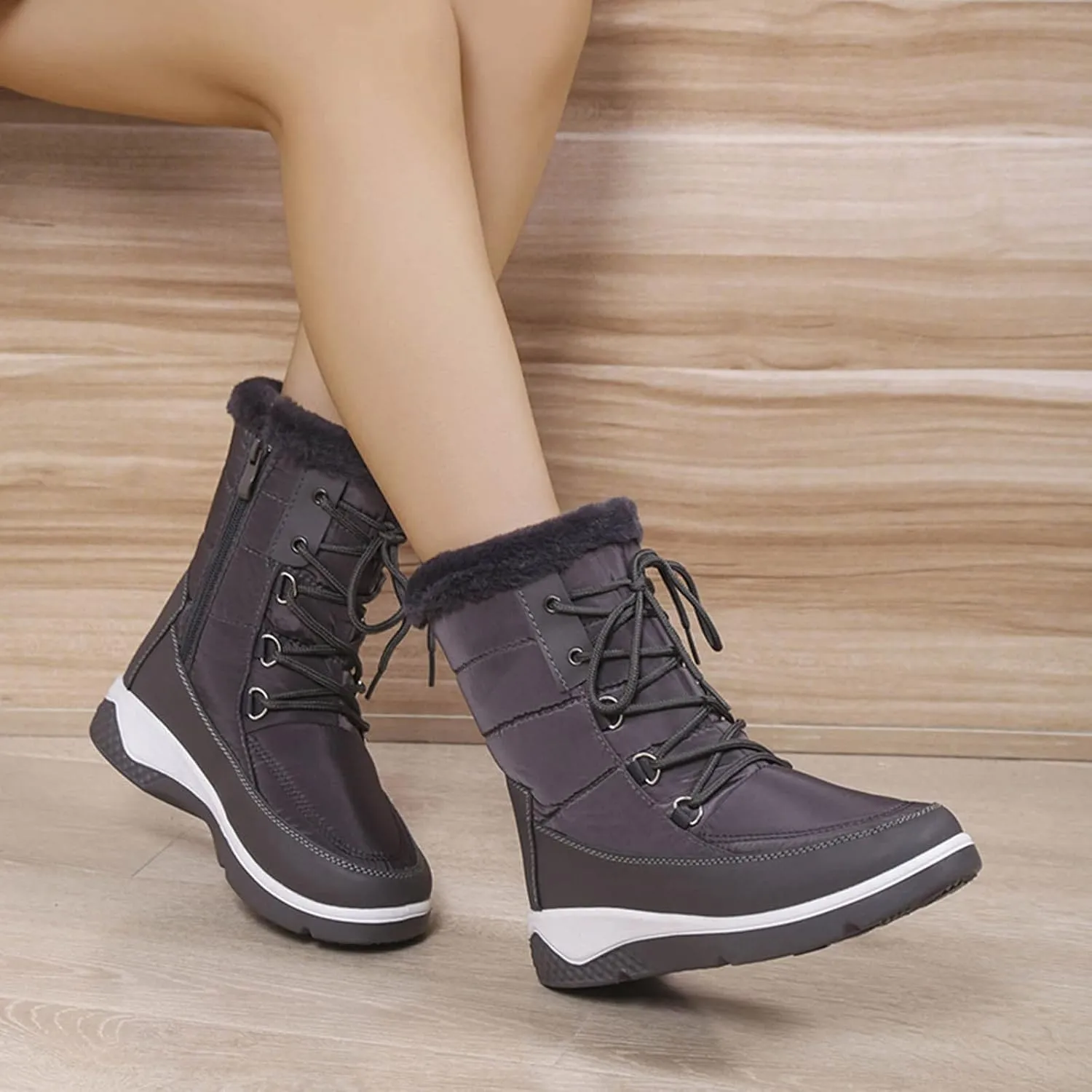 SBGMoSJ Waterproof Winter Boots Women Size 9 Womens Winter Boots Waterproof Insulated Slip on Winter Boots for Women 8.5 Waterproof Zapatos De Nieve Para Mujeres Botas De Invierno Para Mujer Blancas
