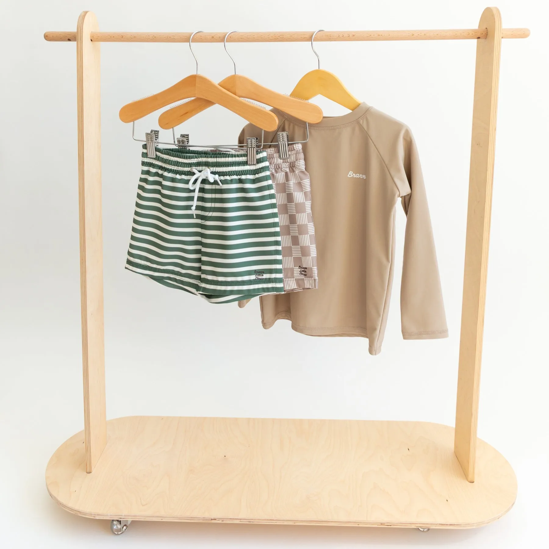 Seaweed Green Stripe Swim Trunks