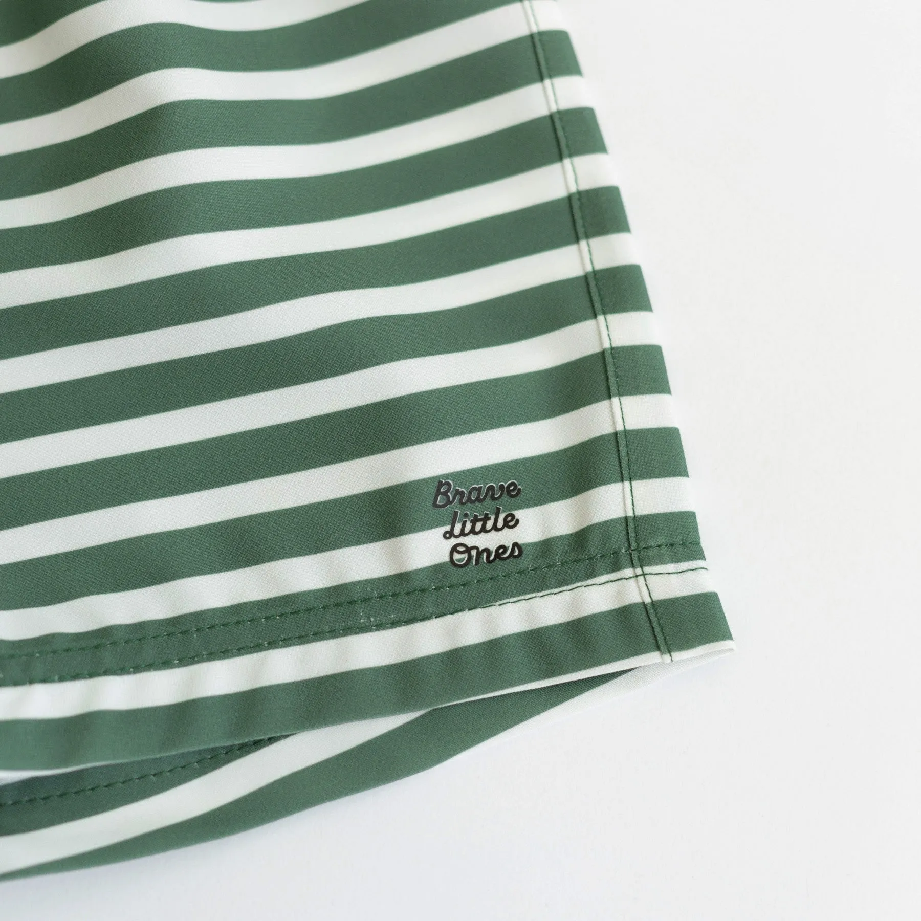 Seaweed Green Stripe Swim Trunks