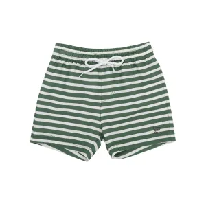Seaweed Green Stripe Swim Trunks