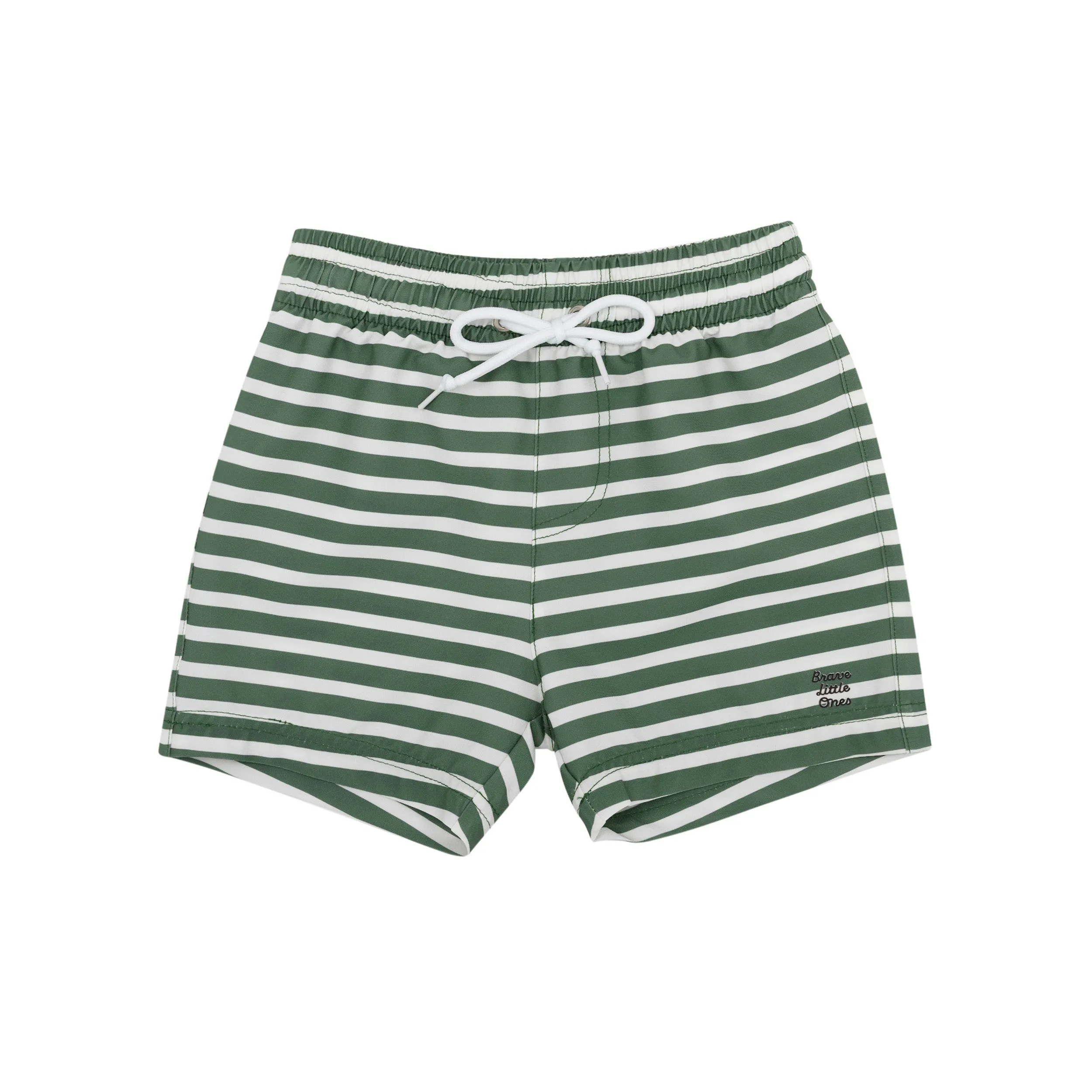 Seaweed Green Stripe Swim Trunks