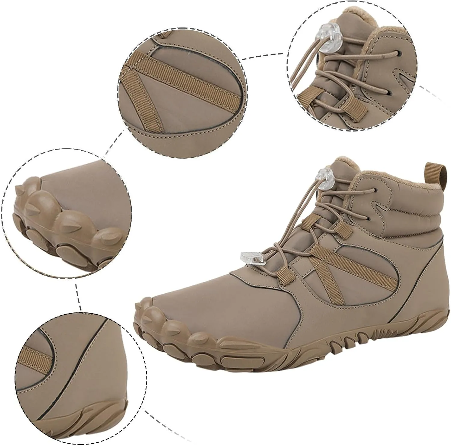 Snow Boots for Women Outdoor Wool Thickened Snow Boots Men Women Warm Non-Slip Waterproof Hiking Five Fingers Shoes