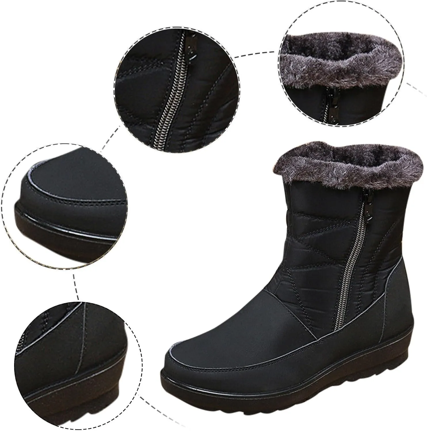 Snow Boots for Women Waterproof Hiking Boots Warm Ankle Shoes Cold Weather Furry Fluffy Short Snow Boot Womens Work Boots