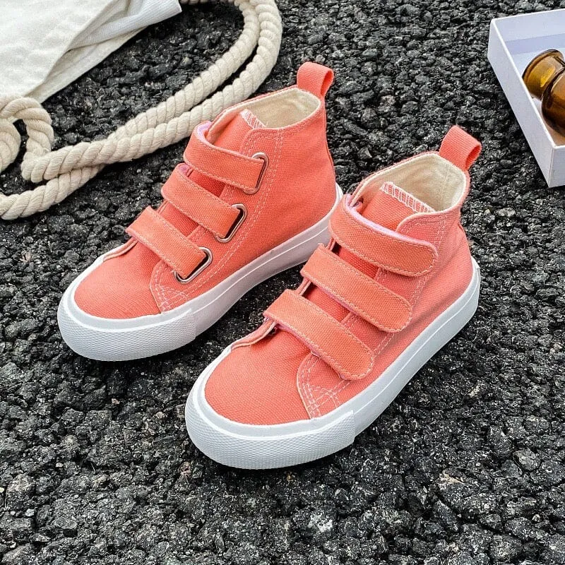 Solid Color High Top Kids Canvas Shoes (1)
