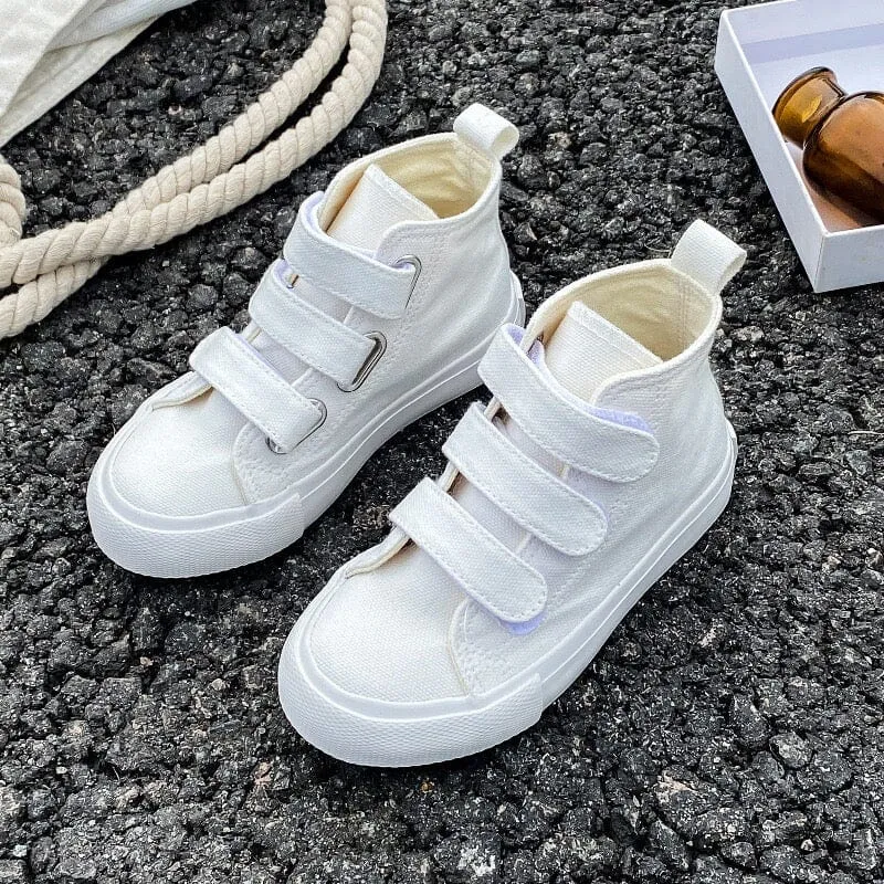Solid Color High Top Kids Canvas Shoes (1)