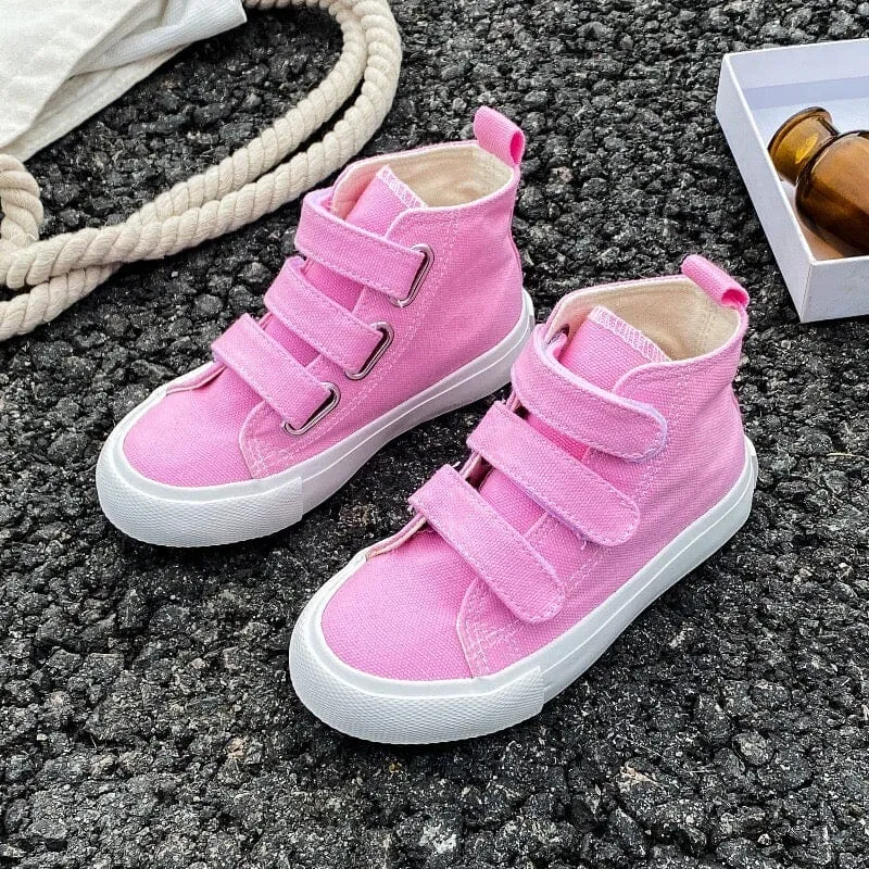 Solid Color High Top Kids Canvas Shoes (1)