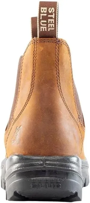 Steel Blue Men's Hobart Soft Toe Slip On Work Boots, Brown