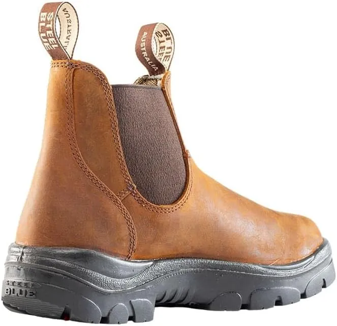 Steel Blue Men's Hobart Soft Toe Slip On Work Boots, Brown