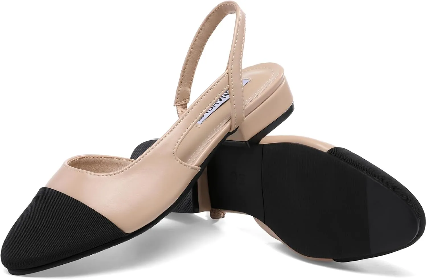 STUNAHOME Womens Slingback Flats Two Tone Closed Round Toe Casual Pumps for Office or Fashion