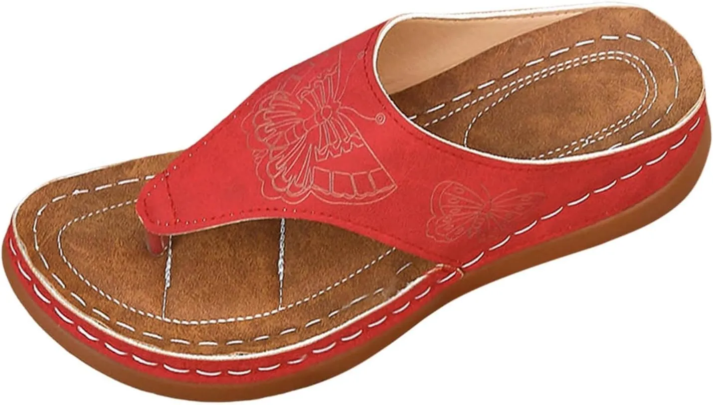SuanlaTDS Women's Slide Sandals Wedge Flip Flops 2025 Comfortable Dressy Summer Orthopedic Arch Support Platform Slip On Walking Beach Shoes Thong Open Toe Low Heels Wedges Slide Sandal