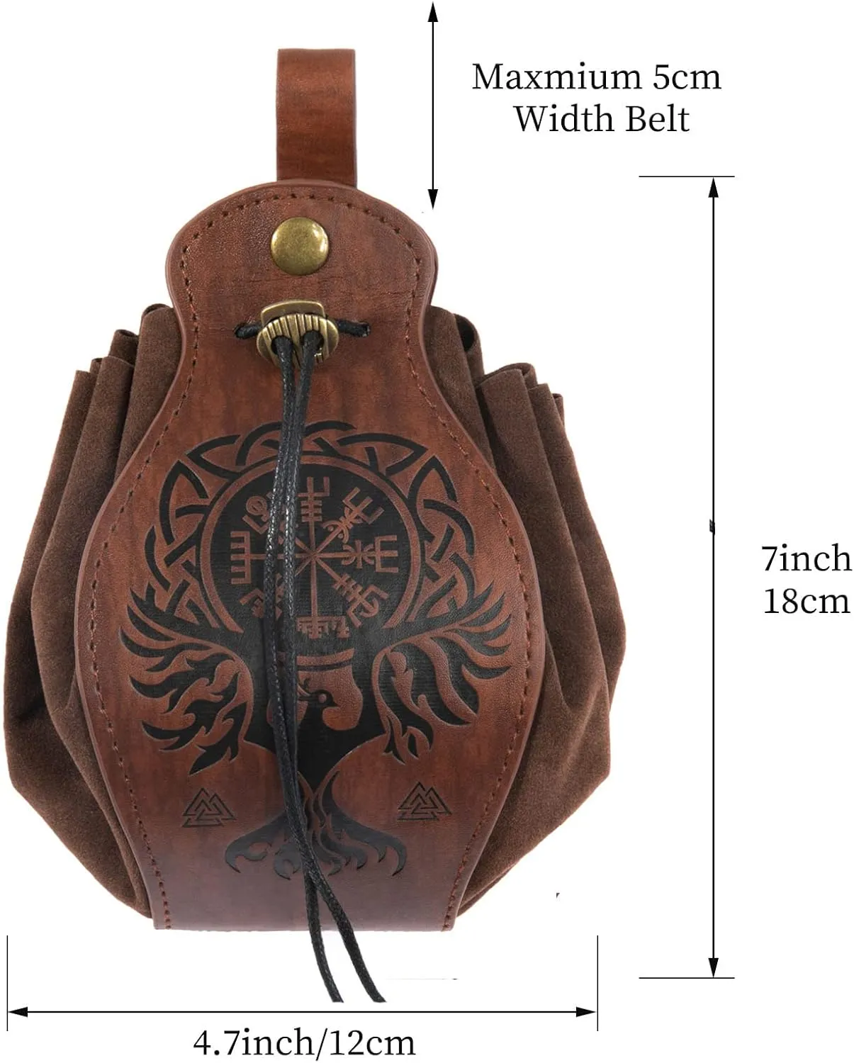 SUMGOGO Belt Pouch Waist Bag Medieval Drawstring Leather Casual Hiking Belt Coin Purse Pocket Cosplay Ren Faire Costume