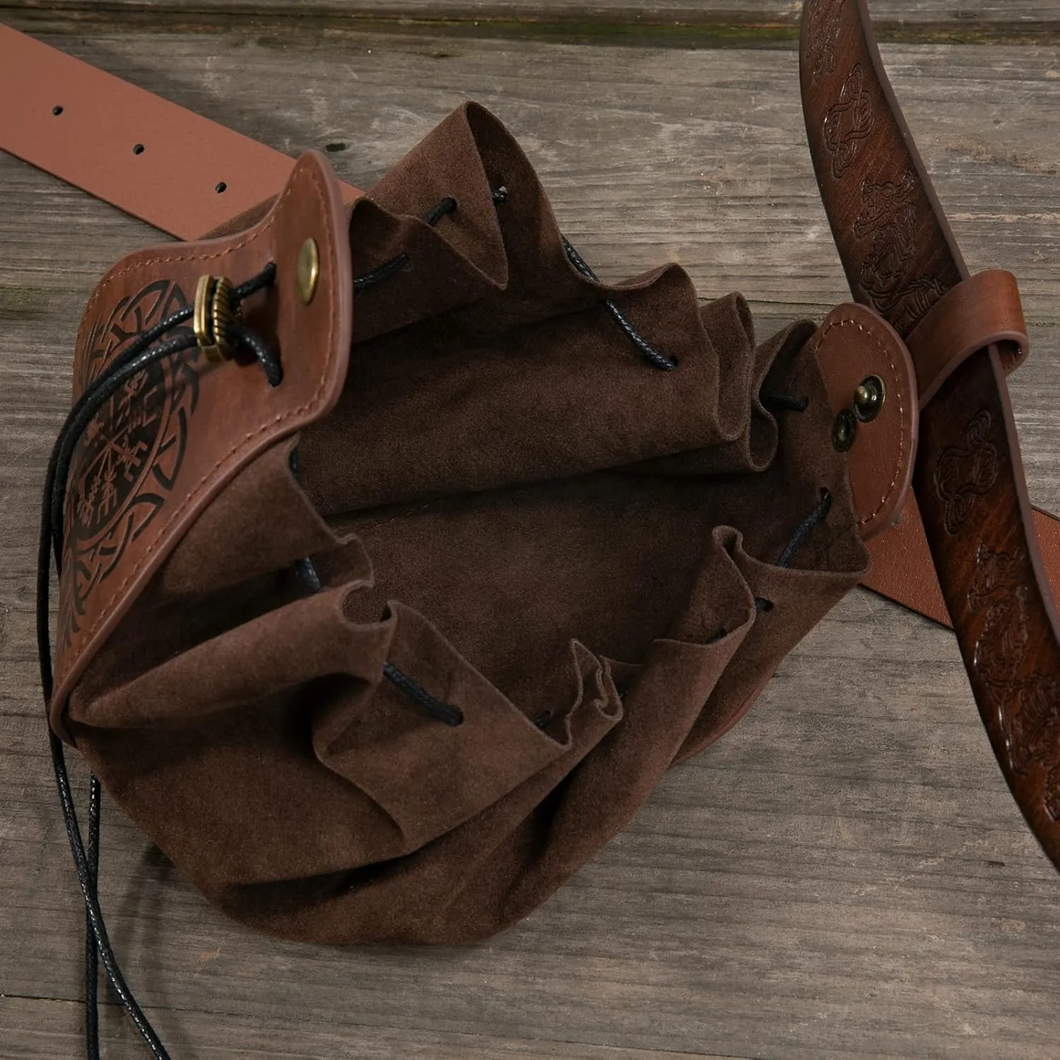 SUMGOGO Belt Pouch Waist Bag Medieval Drawstring Leather Casual Hiking Belt Coin Purse Pocket Cosplay Ren Faire Costume