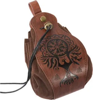 SUMGOGO Belt Pouch Waist Bag Medieval Drawstring Leather Casual Hiking Belt Coin Purse Pocket Cosplay Ren Faire Costume