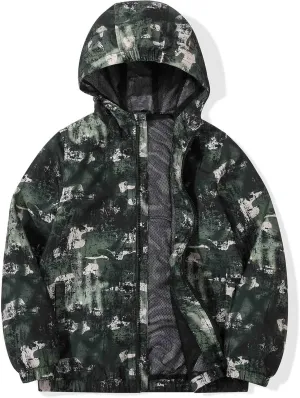 SUNDAY ROSE Boys Windbreaker Jacket Hooded Lightweight Windroof Water-resistant Outdoor Coats for Kids