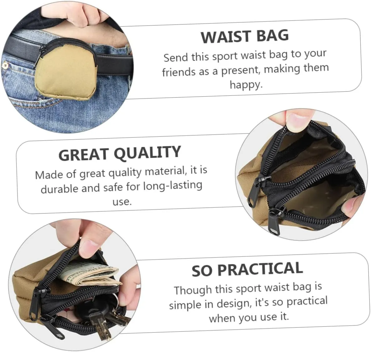 SUPVOX Pouch Bag Running Waist Bag Portable Waist Pouch Nylon Storage for Hiking