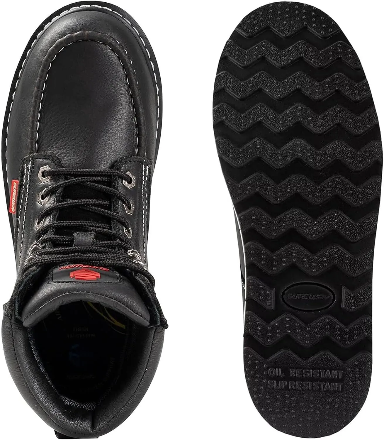 SUREWAY Mens Heavy Duty Soft/Composite/Steel Toe Work Boots for Men-Comfortable,GoodyearWelt,Full Grain Leather,6 in Wedge Moc Toe Construction Boots/Shoes